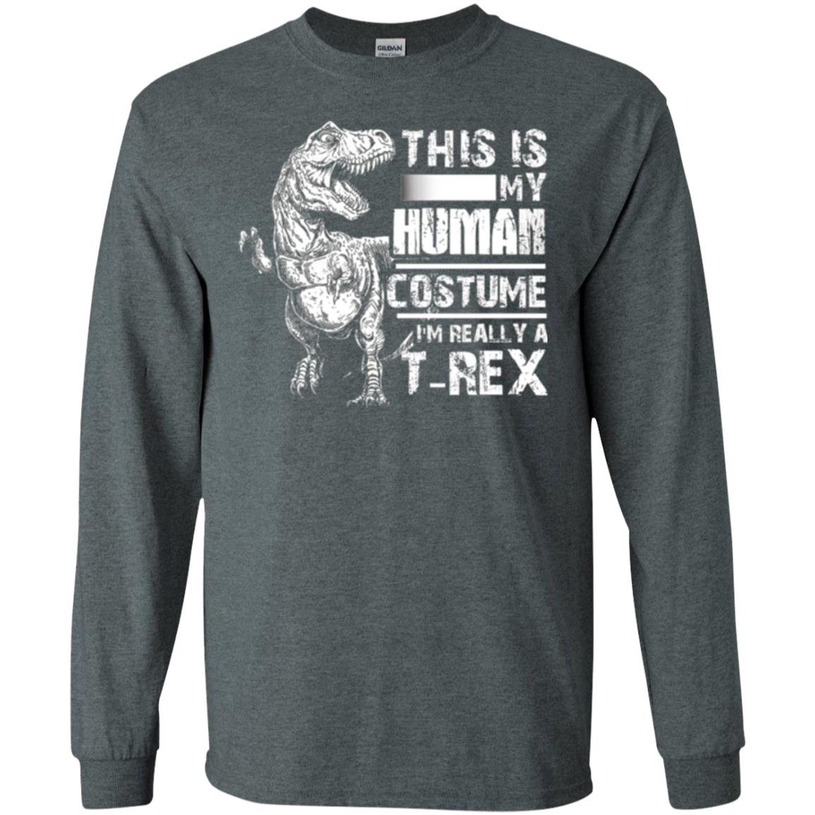 Dinosaus T-shirt This Is My Human Costume Shirt Human Dark Heather