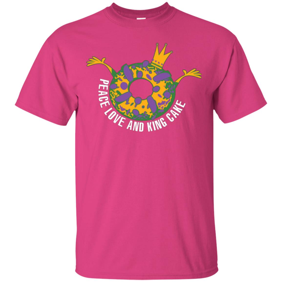 Mardi Gras T-shirt Peace Love And King Cake Heliconia