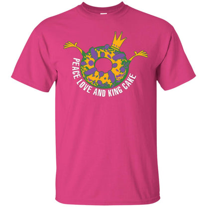 Mardi Gras T-shirt Peace Love And King Cake Heliconia