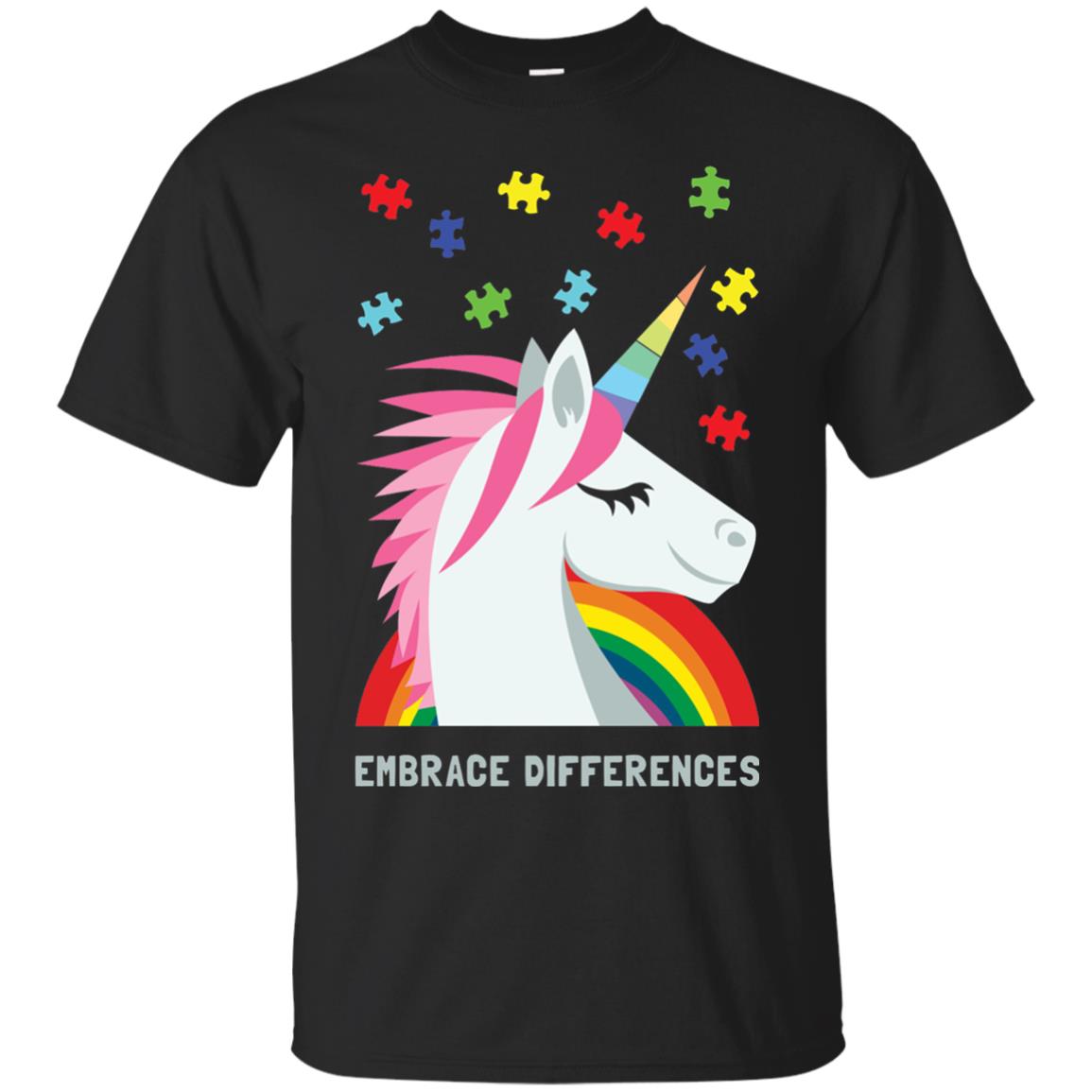 Autism Awareness Shirt Unicorn Puzzle Embrace Differences Black