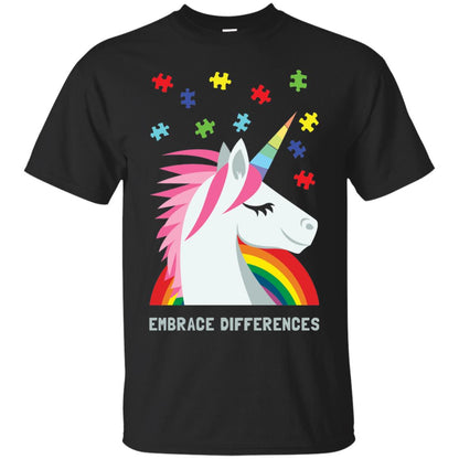 Autism Awareness Shirt Unicorn Puzzle Embrace Differences Black