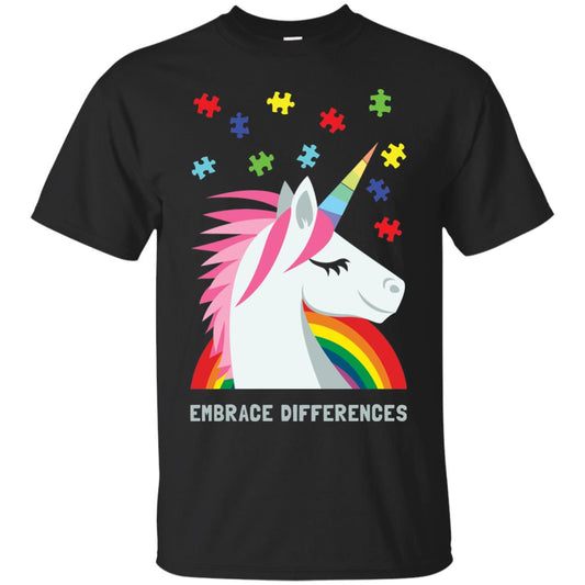 Autism Awareness Shirt Unicorn Puzzle Embrace Differences Black