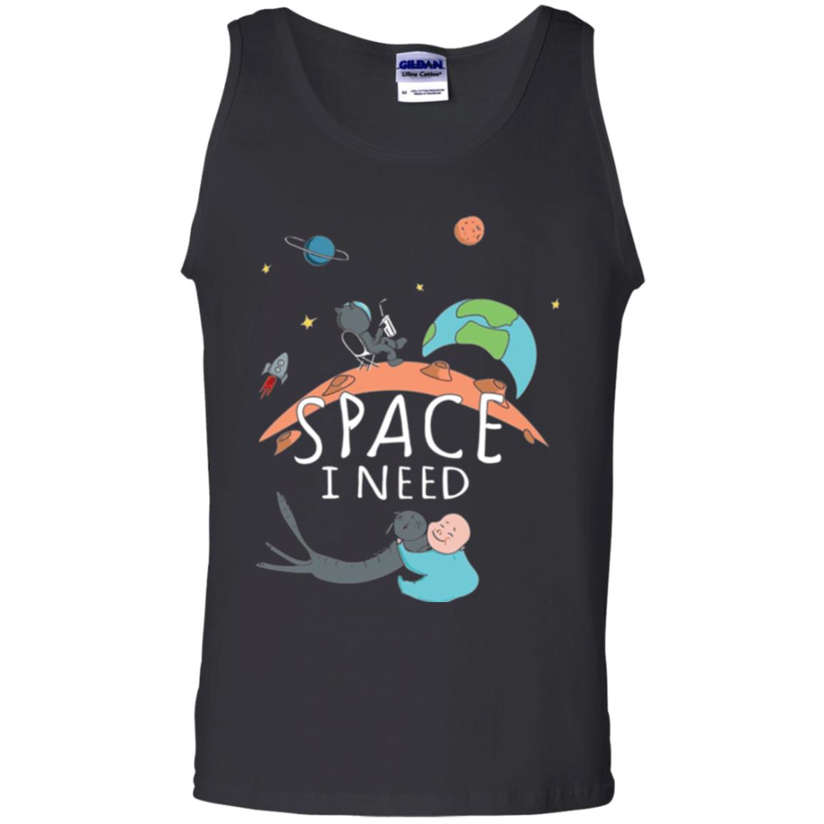 Funny Astronaut Universe Pun T-shirt I Need Space Black