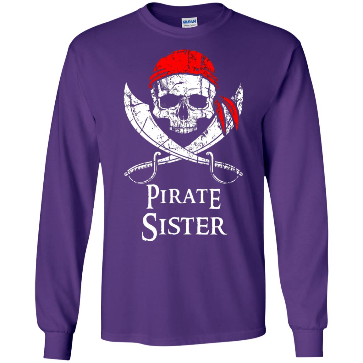 Family T-shirt Pirate Sister Jolly Roger Skull Crossbones Purple