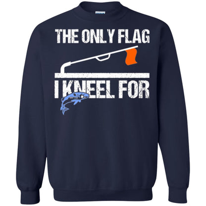 Fishing Lovers T-shirt The Only Flag I Kneel For Navy