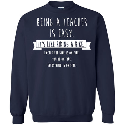 Being A Teacher Is Easy Funny Sarcastic T-shirt Navy
