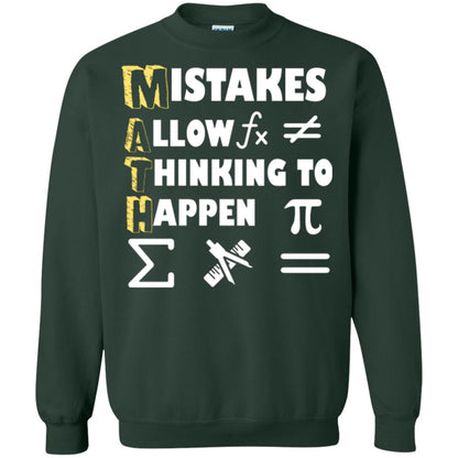 Math Lover T-shirt Mistakes Allow Thinking To Happen Forest Green