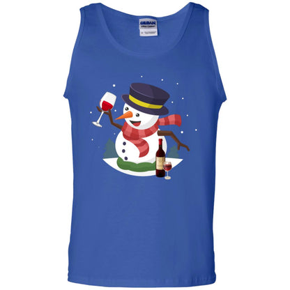 Snowman Cheer Up Wine Drinking Lovers Merry X-mas Gift Shirt Royal