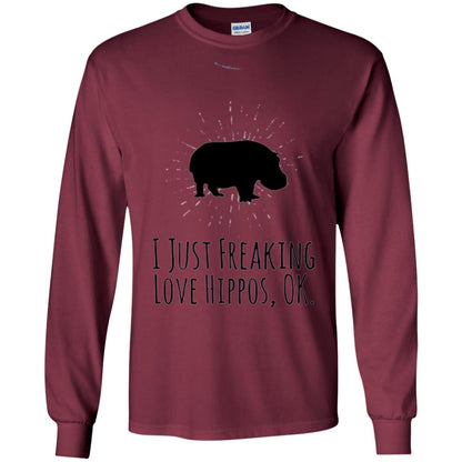 Hippos Lover T-shirt I Just Freaking Love Hippos Ok Maroon