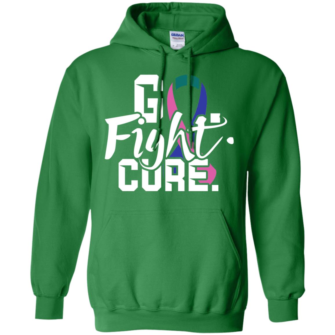 Thyroid Awareness Go Fight Cure Teal Pink Blue Ribbon Shirt Irish Green