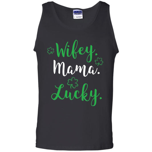 Wifey Mama Lucky Mom St Patricks Day T-shirt Black