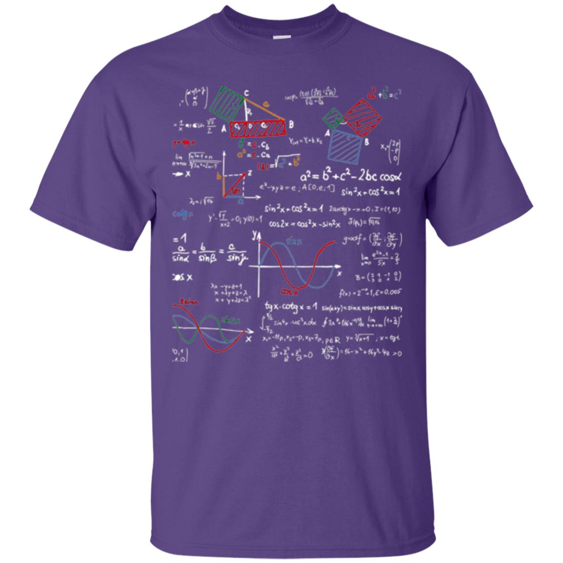 Math Lover T-shirt Formulas Cheat Sheet Purple