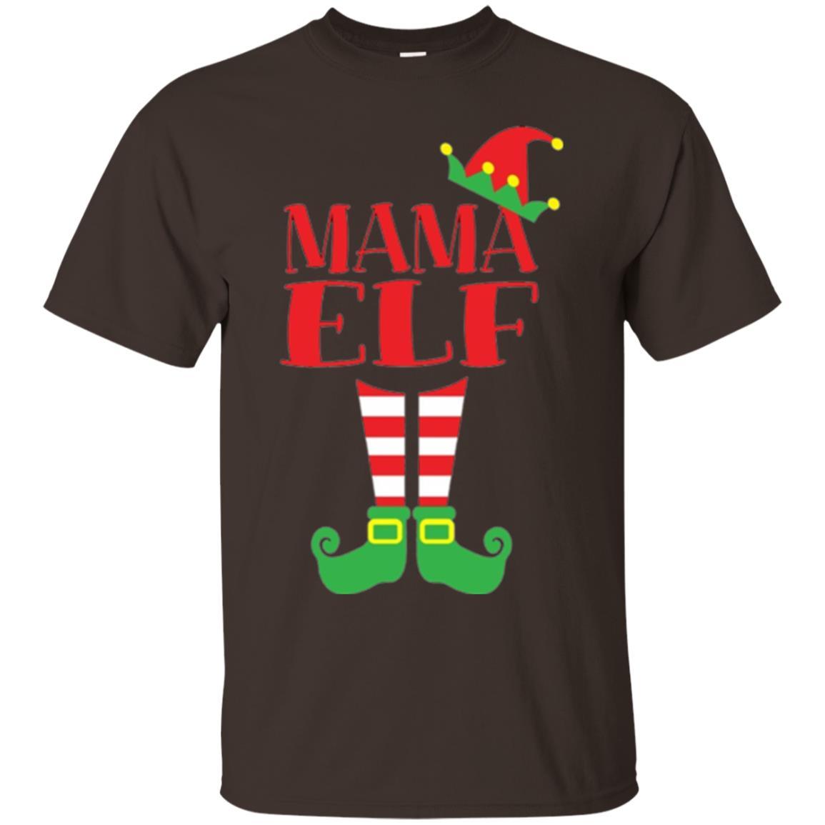 Family Christmas T-shirt Mama Elf T-shirt Dark Chocolate