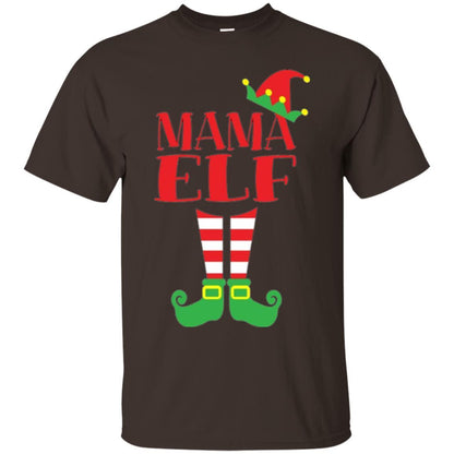 Family Christmas T-shirt Mama Elf T-shirt Dark Chocolate