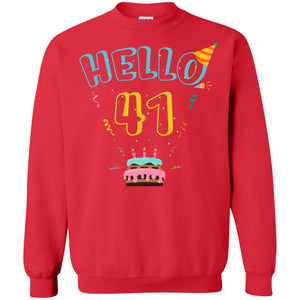 Hello 41 Forty One 41st 1977s Birthday Gift  ShirtG180 Gildan Crewneck Pullover Sweatshirt 8 oz.