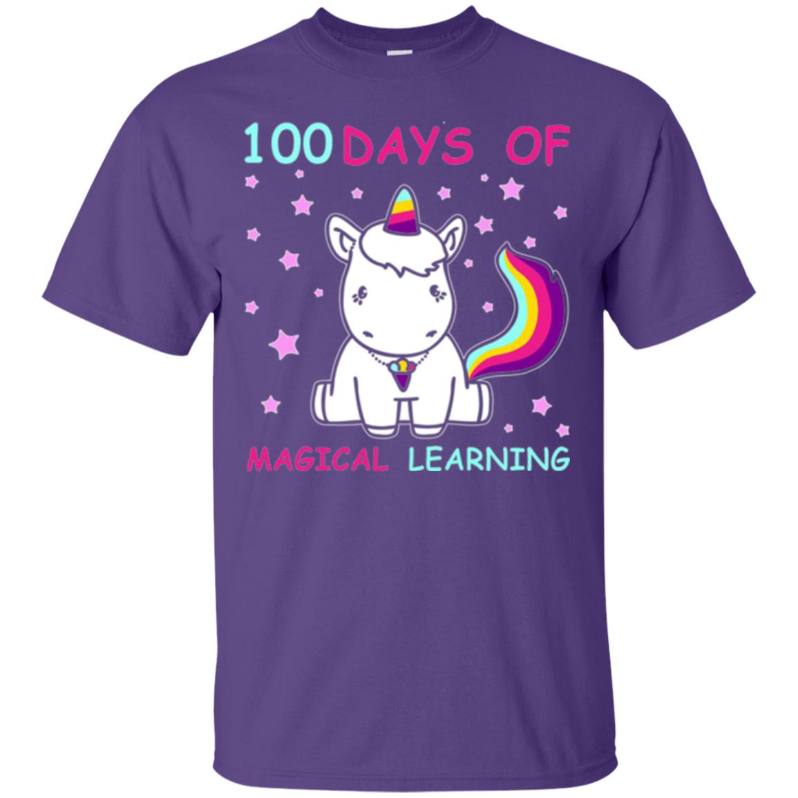 Unicorn Lover T-shirt 100 Days Of Mgical Learning Purple
