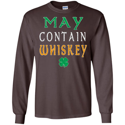 May Contain Whiskey St. Patrick_s Day T-shirt Dark Chocolate