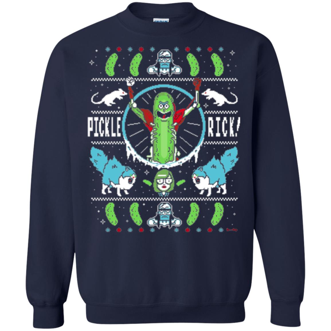 Rick And Morty T-shirt Festive Pickle Rick Navy
