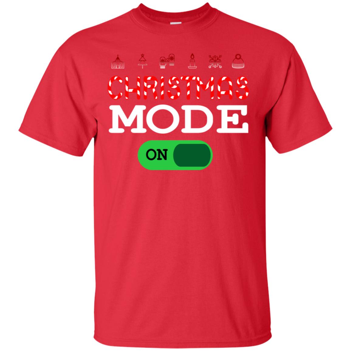 Mode On Christmas X-mas Gift Shirt For Mens Womens Kids Red