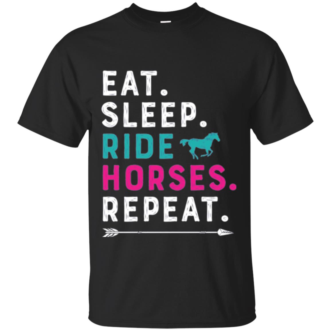 Horseback Lovers T-shirt Eat Sleep Ride Horses Repeat Black
