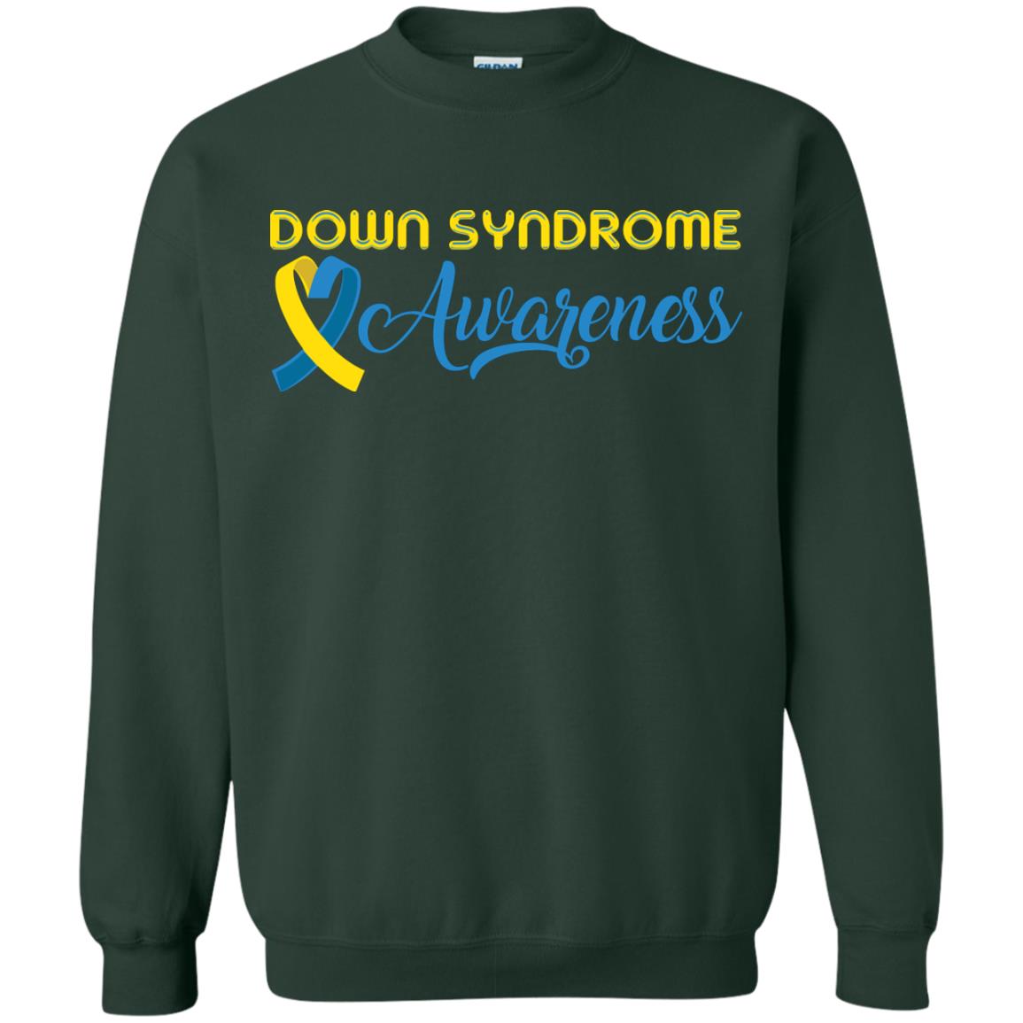 Yellow And Blue Ribbons Down Syndrome Awareness T-shirt Forest Green