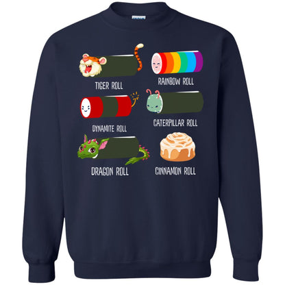 Tiger Roll Rainbow Roll Dynamite Roll Caterpillar Roll Dargon Roll Cinnamom Roll Shirt Navy