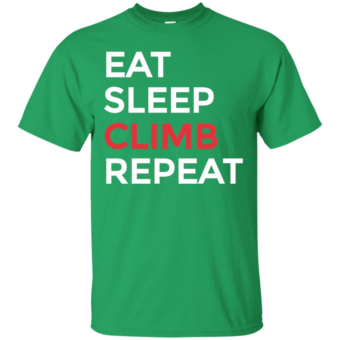 Eat Sleep Climb Repeat Mountain Climber Rock Climbing Shirt Irish Green