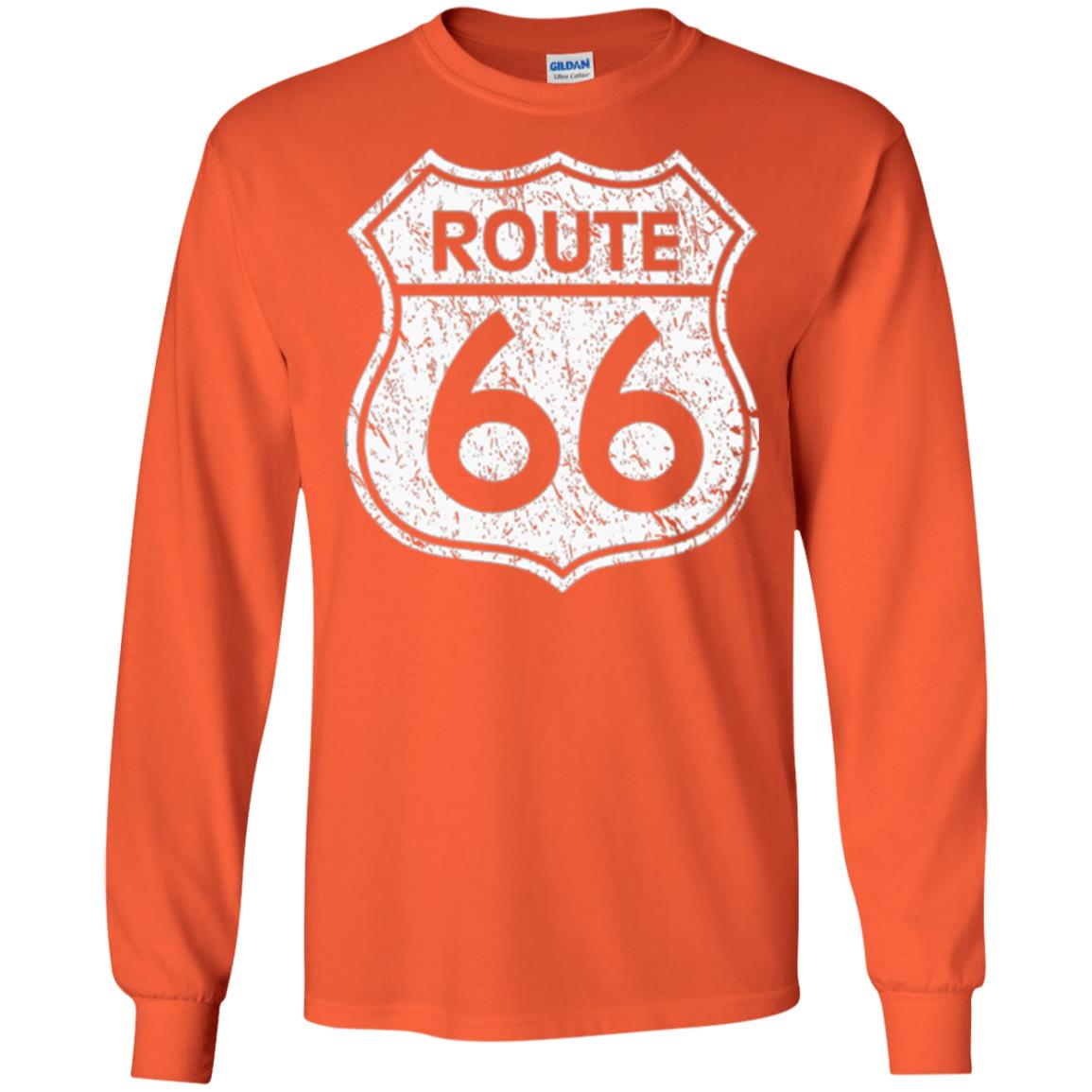 Historical Route 66 Distressed Vintage Look T-shirt Orange