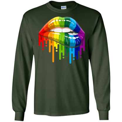 Rainbow Lips Pride Lgbt T-shirt Forest Green