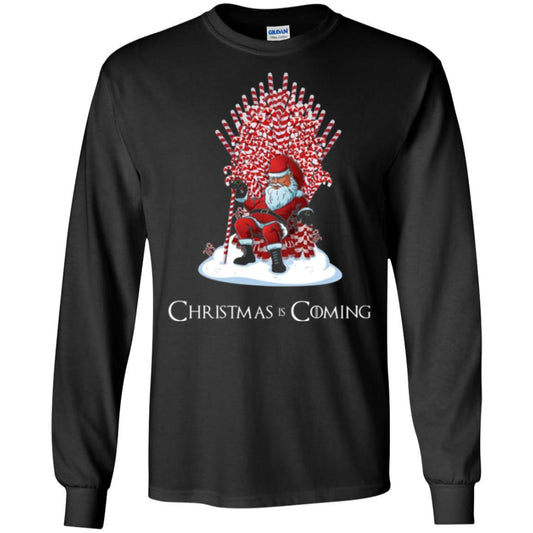 Funny Christmas T-shirt Santa Candy Cane Throne Black