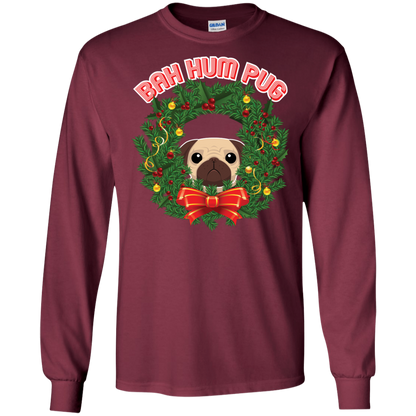 Christmas T-Shirt Bah Hum Pug Maroon