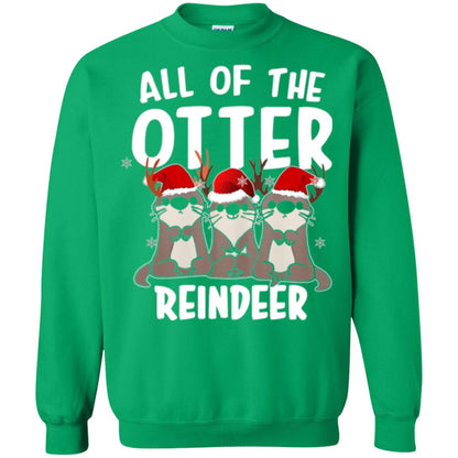 Christmas T-shirt All Of The Otter Reindeer Irish Green
