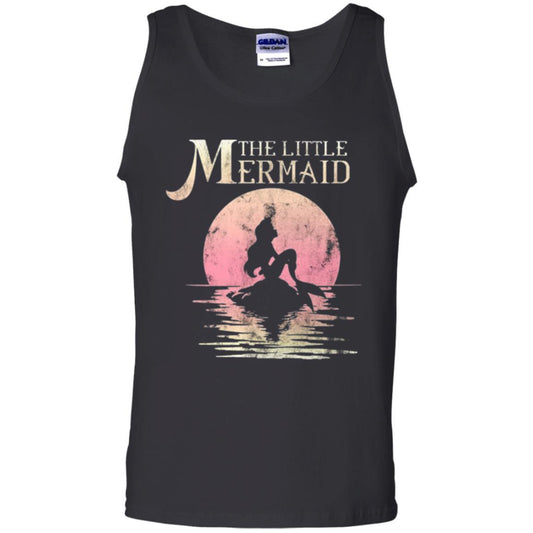 Cartoon T-shirt The Little Mermaid Ariel Rock Moon Silhouette Black