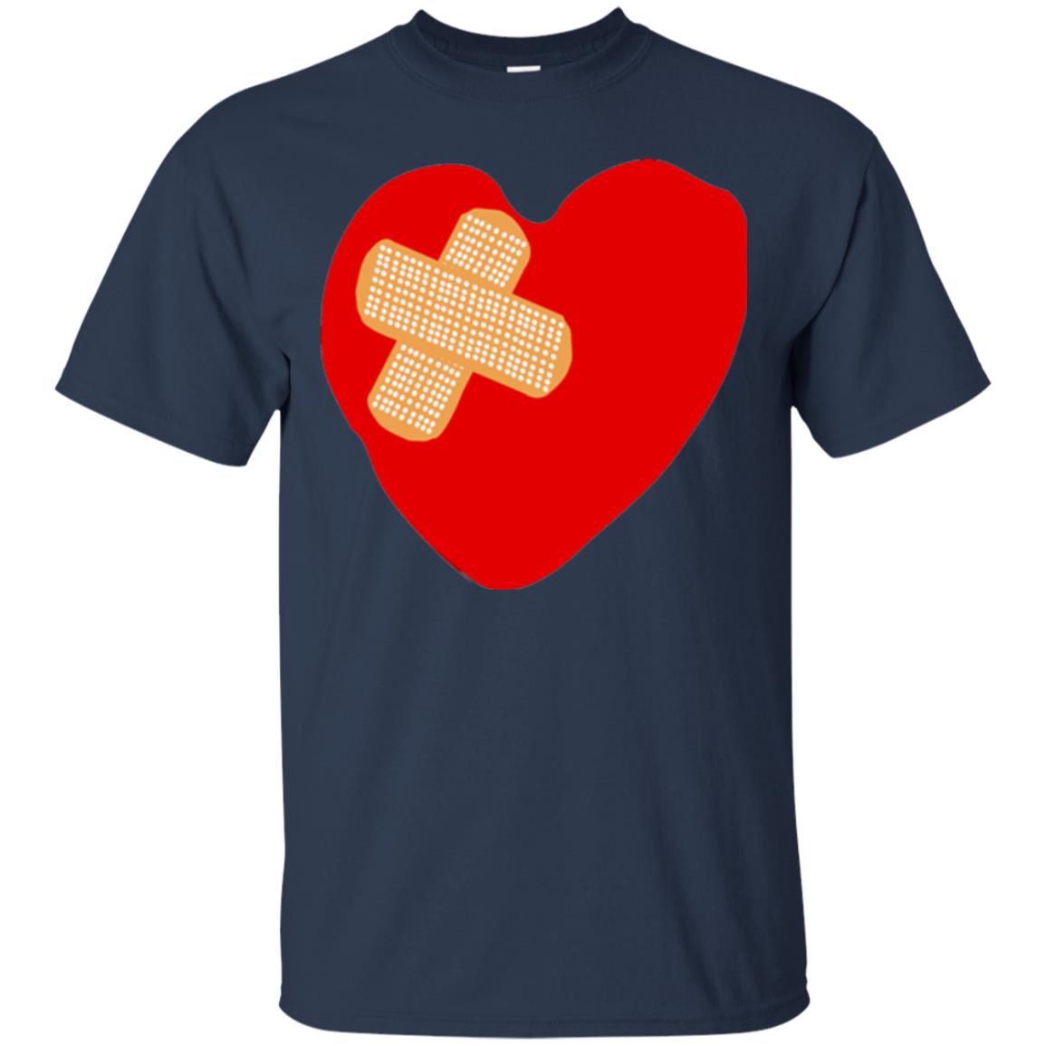 Funny Patched Up Heart Graphic T-shirt Navy