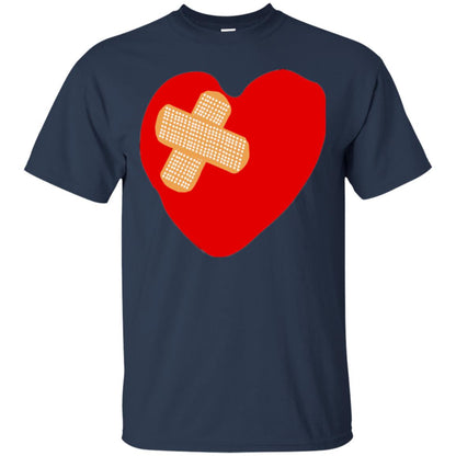 Funny Patched Up Heart Graphic T-shirt Navy