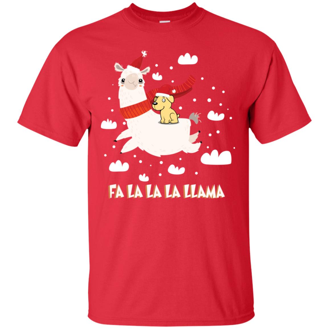 Fa La La La Llama With Labrador X-mas Gift Shirt Red
