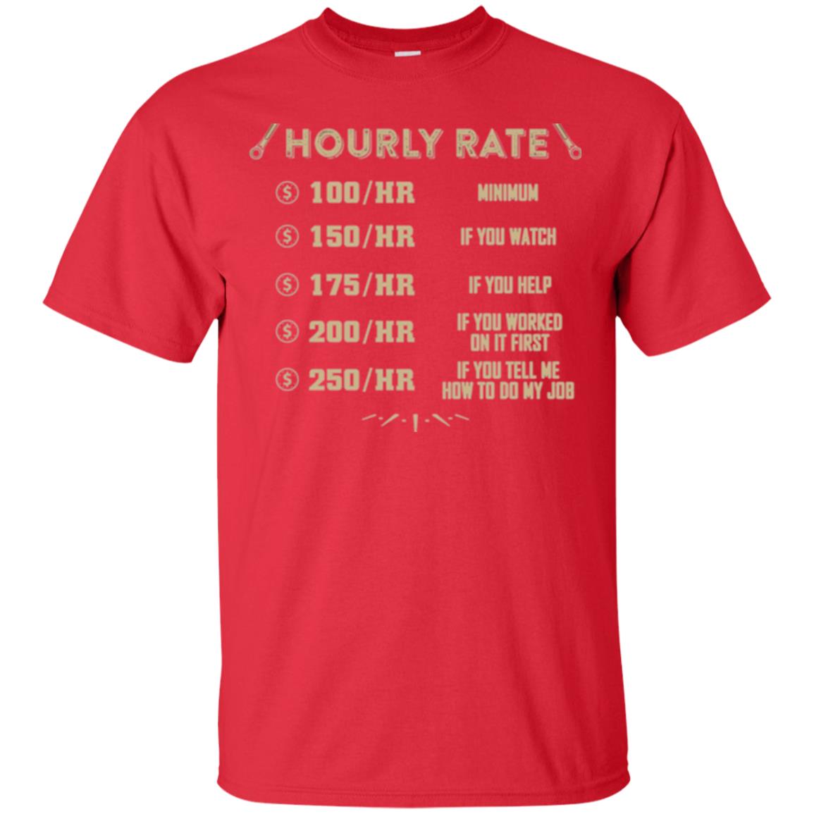Mechanic T-shirt Mechanic Hourly Rate Red
