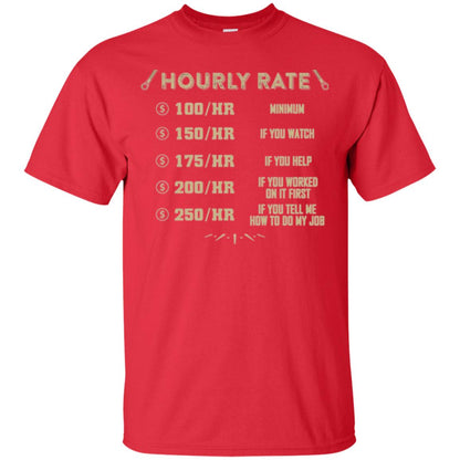 Mechanic T-shirt Mechanic Hourly Rate Red