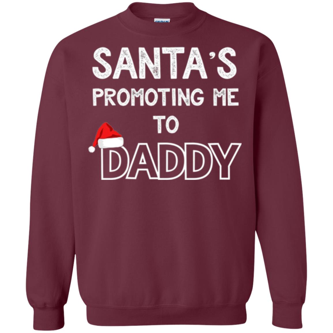 Pregnancy Announcement T-shirt Santa Promoting Me To Daddy Maroon