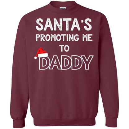 Pregnancy Announcement T-shirt Santa Promoting Me To Daddy Maroon