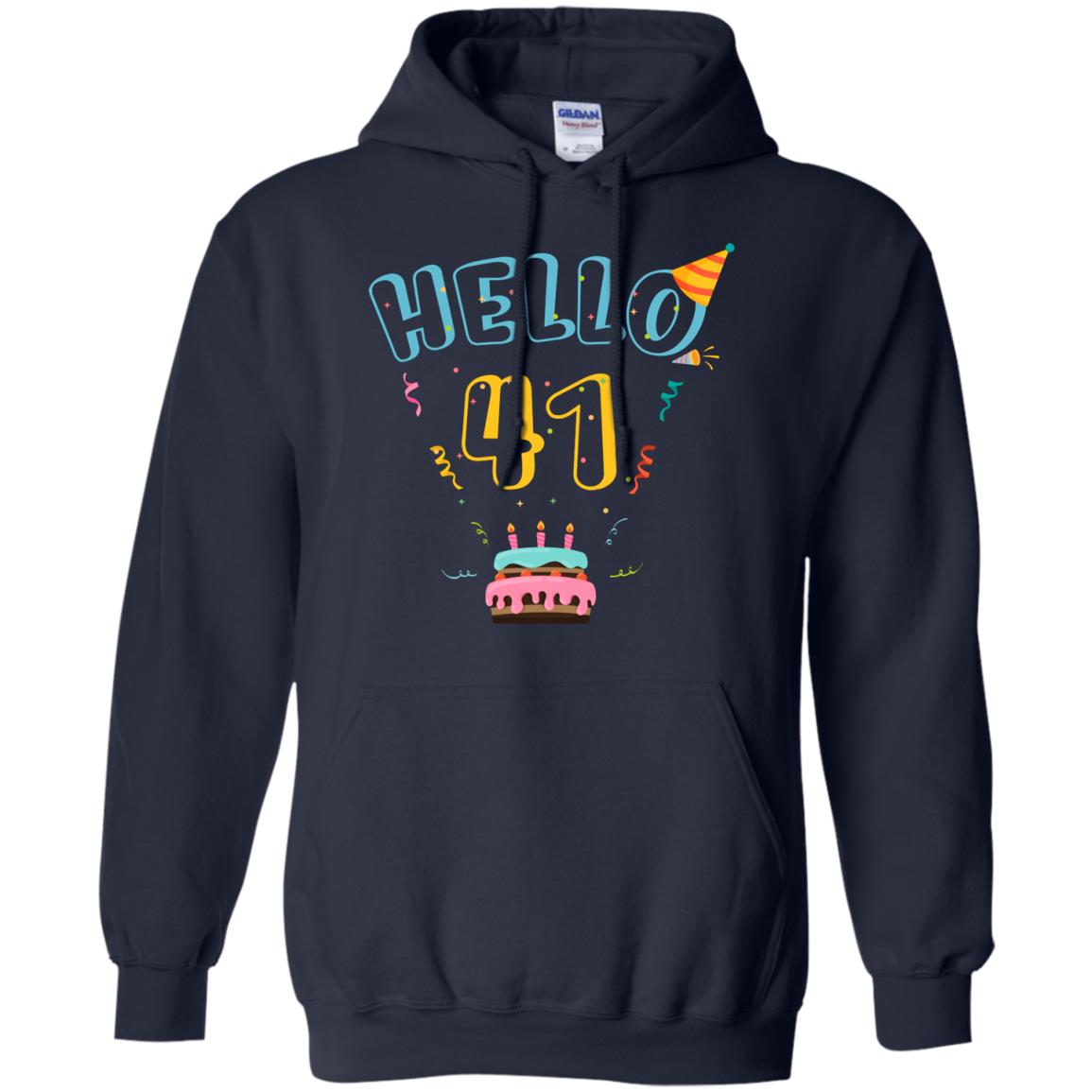 Hello 41 Forty One 41st 1977s Birthday Gift Shirt Navy