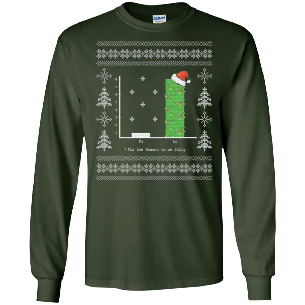 Christmas T-shirt Carol Bar Graph Forest Green