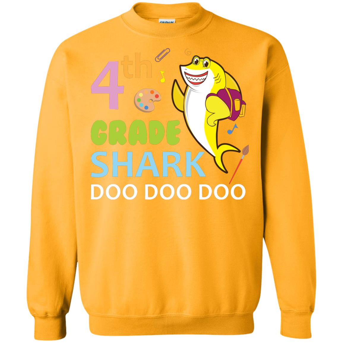 4th Grade Shark Doo Doo Doo Back To School T-shirt Gold