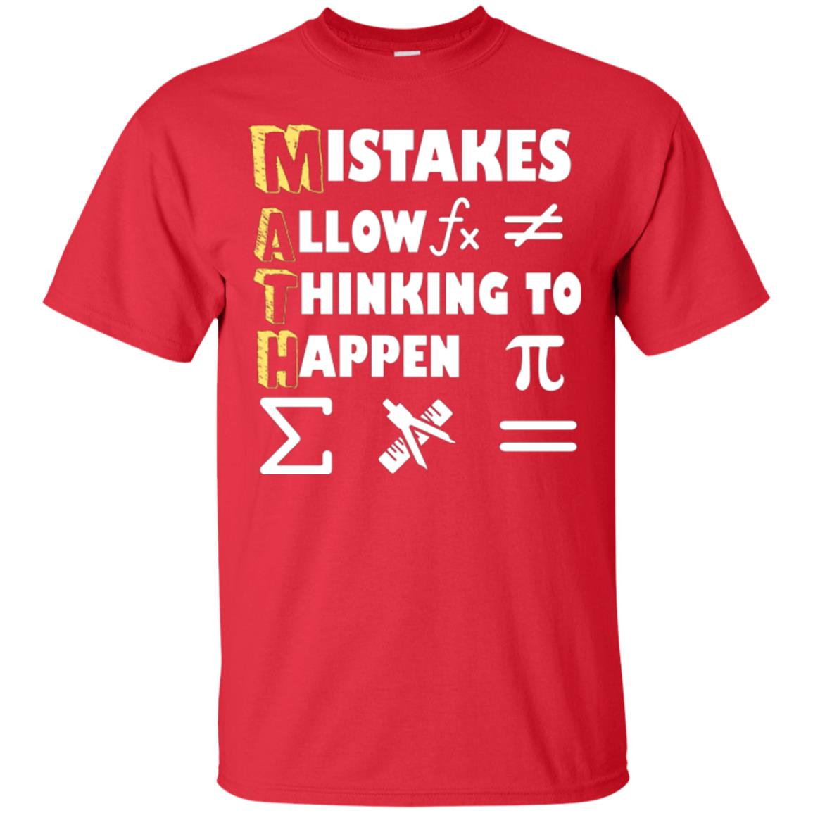 Math Lover T-shirt Mistakes Allow Thinking To Happen Red