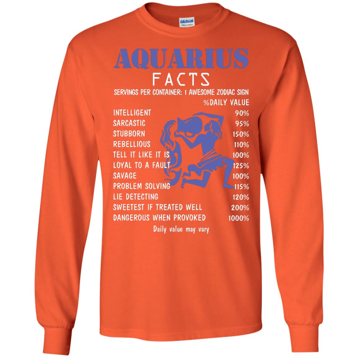 Aquarius Facts 1 Awesome Zodiac Sign Gift Shirt Fo Aquarius Horoscope Orange
