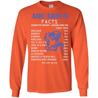 Aquarius Facts 1 Awesome Zodiac Sign Gift Shirt Fo Aquarius Horoscope Orange