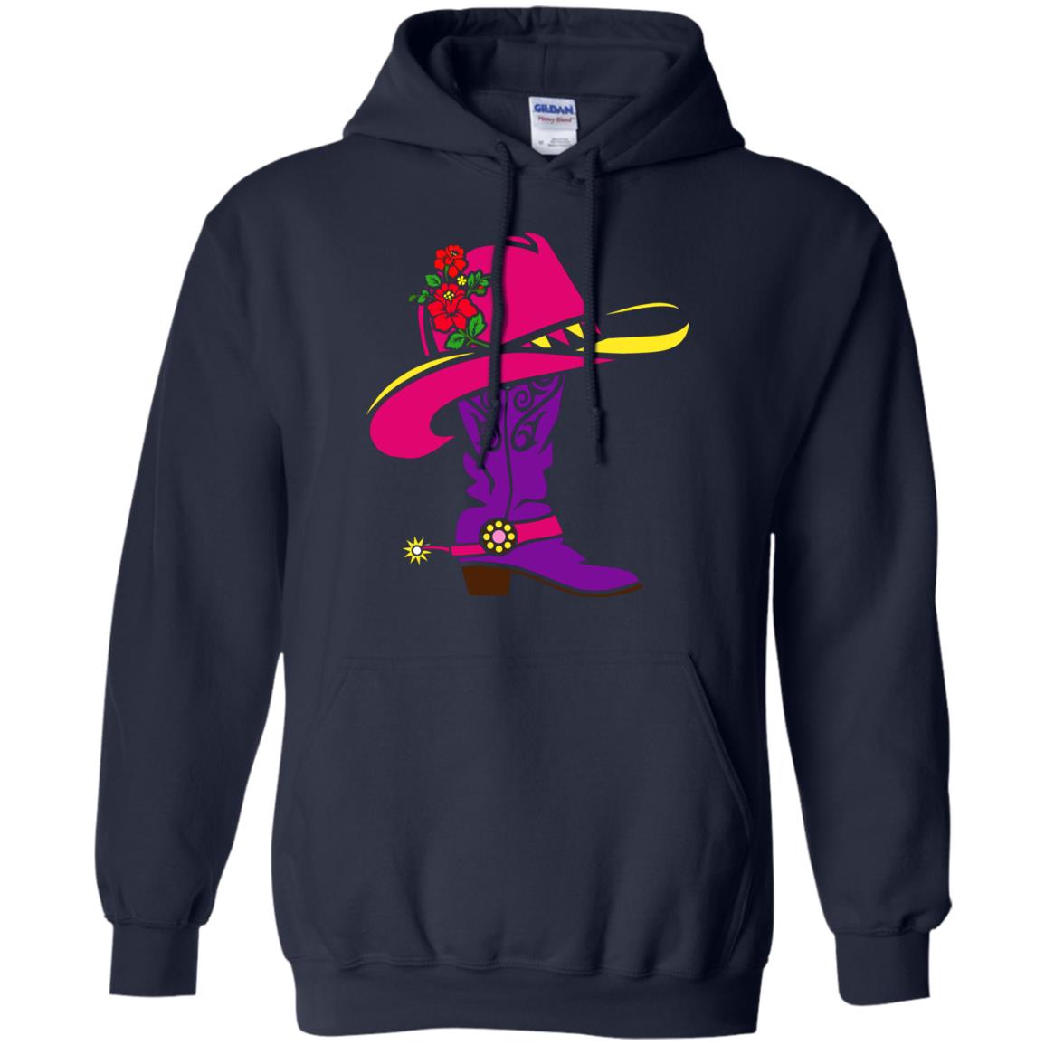 Cowgirl Boots With Hat T-shirt Navy