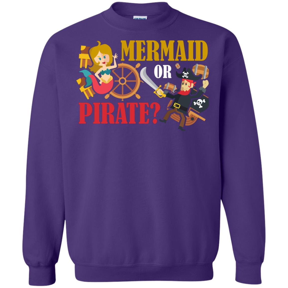 Mermaid Or Pirate Gift Shirt For Boys And Girls Purple