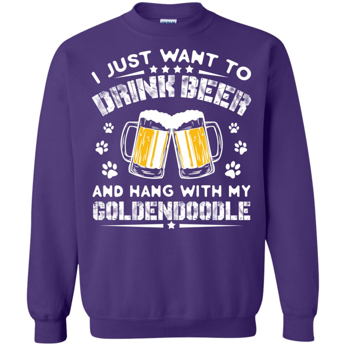 I Just Want To Drink Beer And Hang With My Goldendoodle Shirt Purple