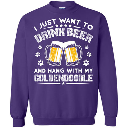 I Just Want To Drink Beer And Hang With My Goldendoodle Shirt Purple